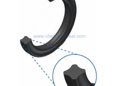 Black rubber X-ring seal cross-section